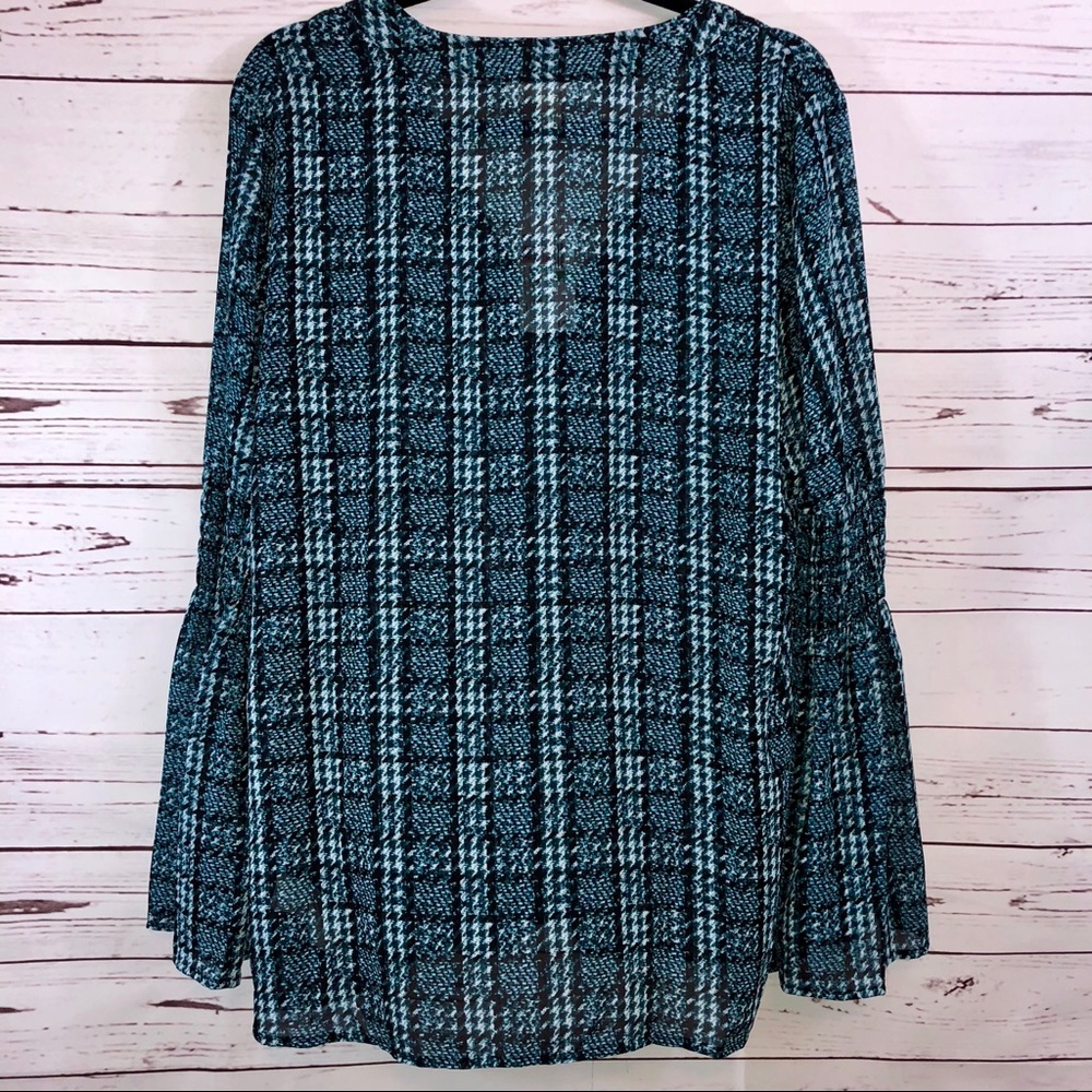 Michael Kors Tweed Haberdashery Georgette Bell Sleeve Top - Picture 6 of 6